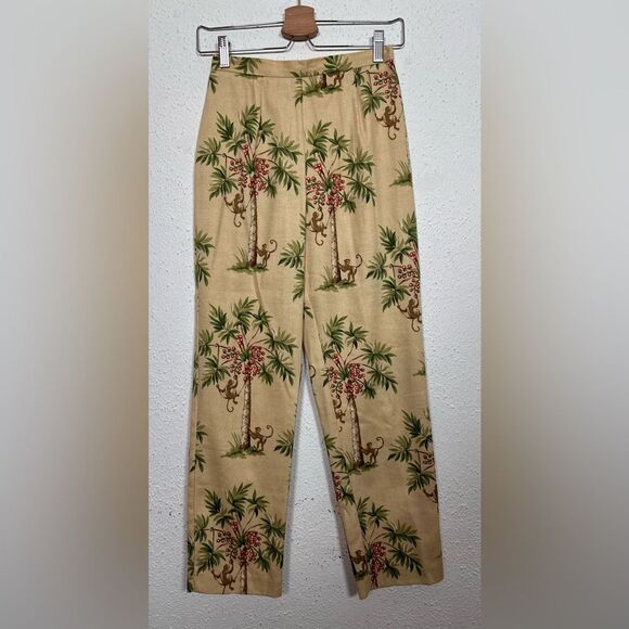 Jessica Howard Petite Tropical Monkey Print 100% Cotton Pants size 4 Petite - Picture 1 of 7